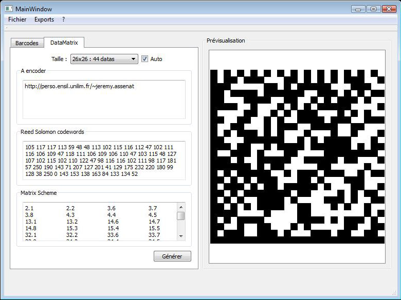 Interface gnrateur de codes